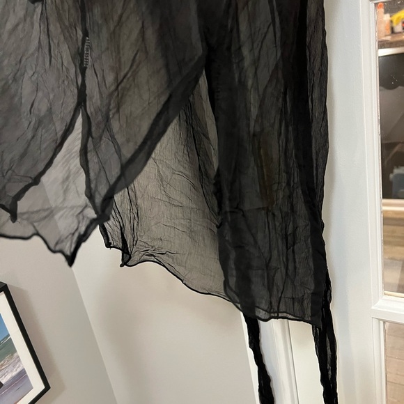 Vintage Black Sheer silk Tunic with Beaded Detail made in France Sz S - Picture 5 of 9